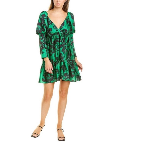 NWT Delfi Collective Victoria V-Neck Emerald Green Dress - SOLD OUT RV $398 - Picture 3 of 5